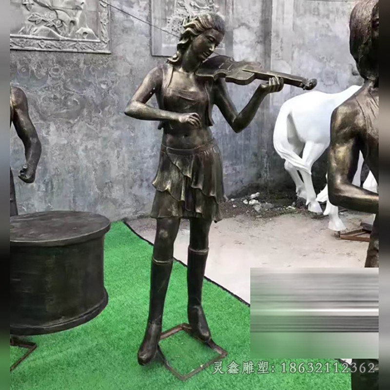 拉小提琴抽象景观铜雕