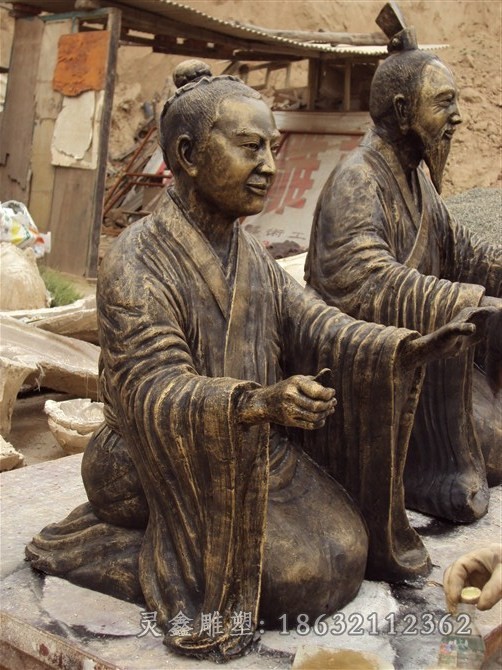 古人讲学广场人物铜雕