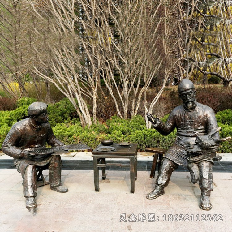 儿童放风筝景观铜雕