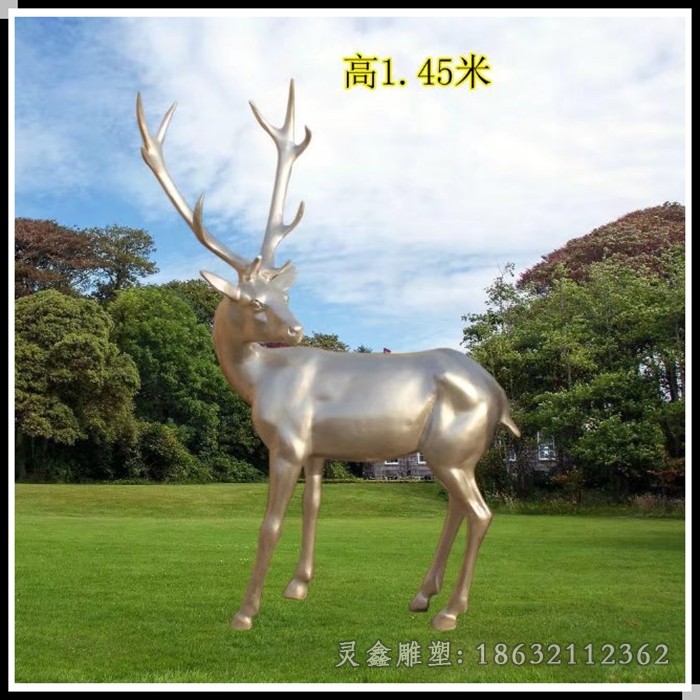 不锈钢镜面叉角鹿抽象雕塑