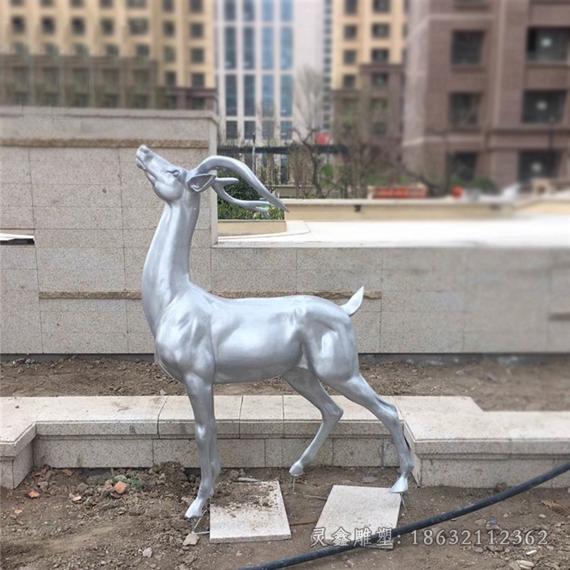镜面叉角鹿不锈钢雕塑