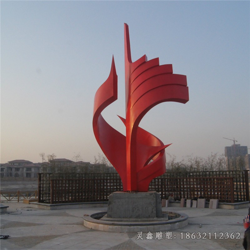 红色标志别墅不锈钢雕塑