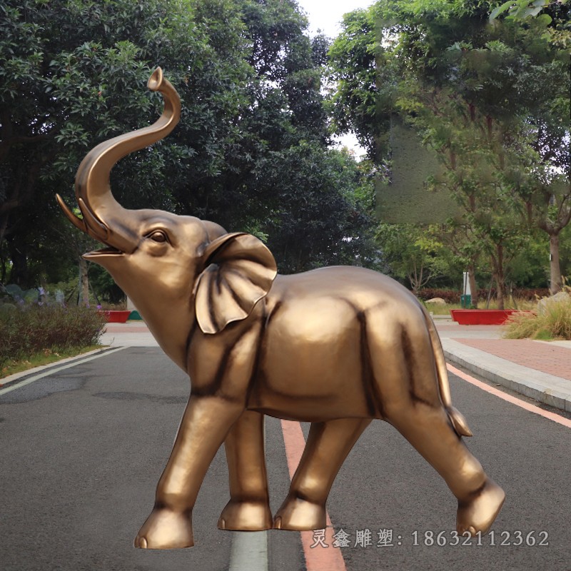 大象小区动物景观铜雕