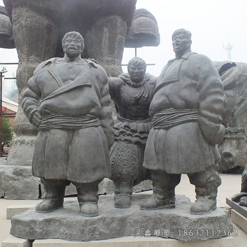 少数民族人物小区铜雕