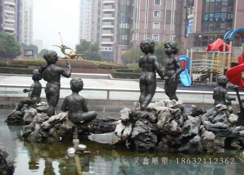 西方小孩玩耍人物铜雕