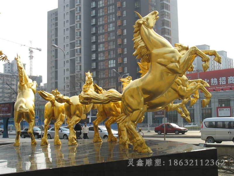 黄铜马户外景观铜雕