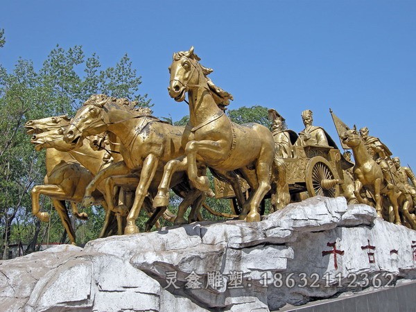 黄铜马园林动物铜雕