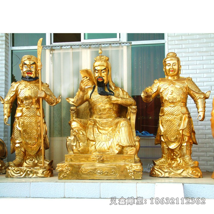 坐姿关公景区景观铜雕