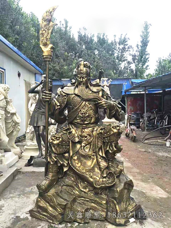 坐姿关公别墅景观铜雕