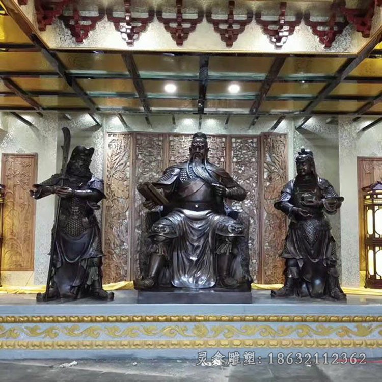 看书关公校园景观铜雕