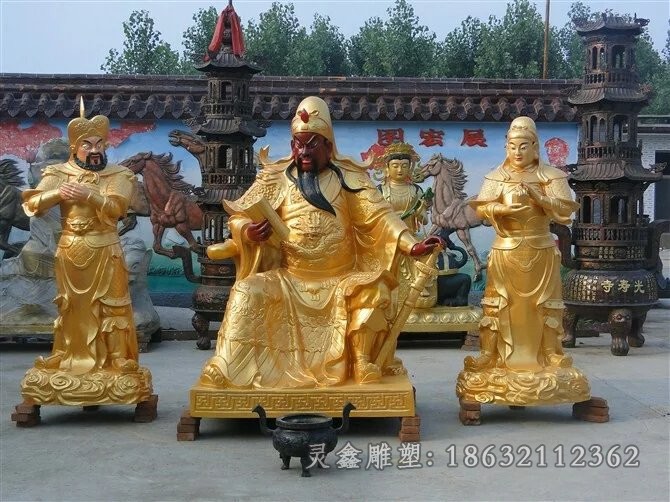看书关公商场景观铜雕