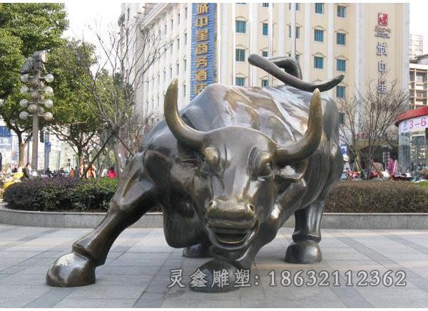 华尔街牛城市景观铜雕