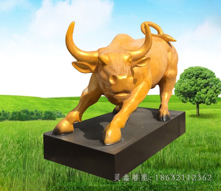 华尔街牛公园景观铜雕