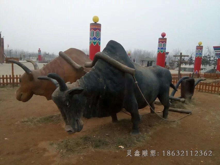 耕地牛城市农耕铜雕
