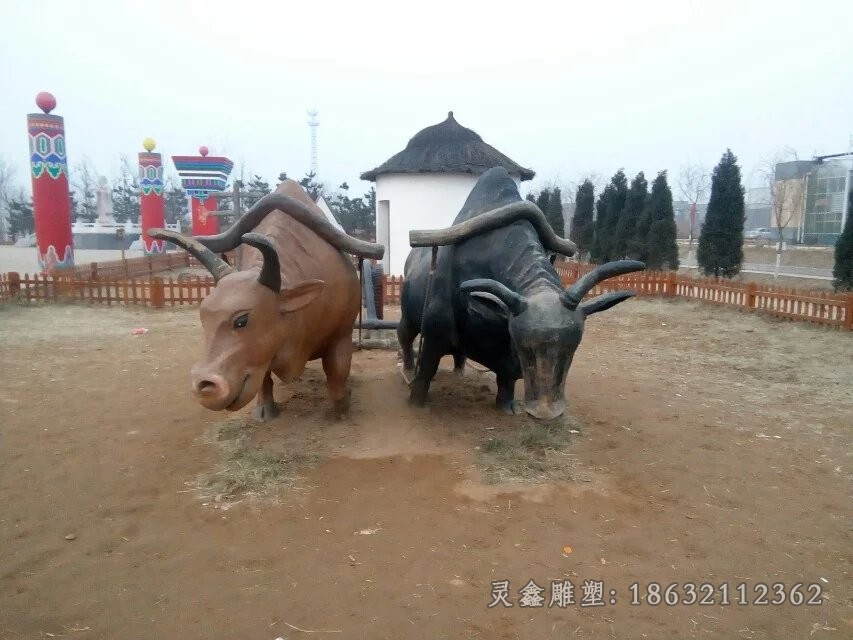 耕地牛广场农耕铜雕