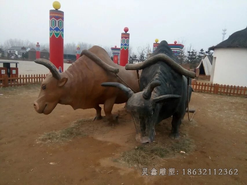 耕地牛广场农耕铜雕
