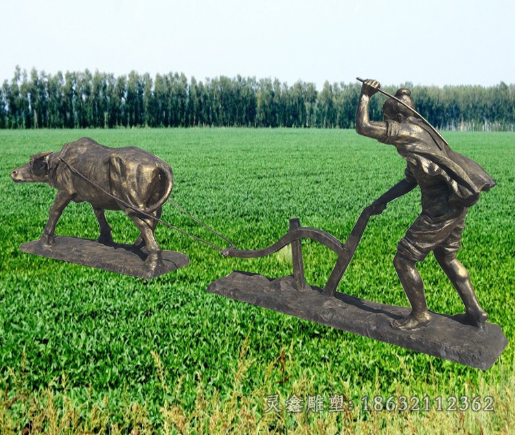 耕地牛别墅农耕铜雕