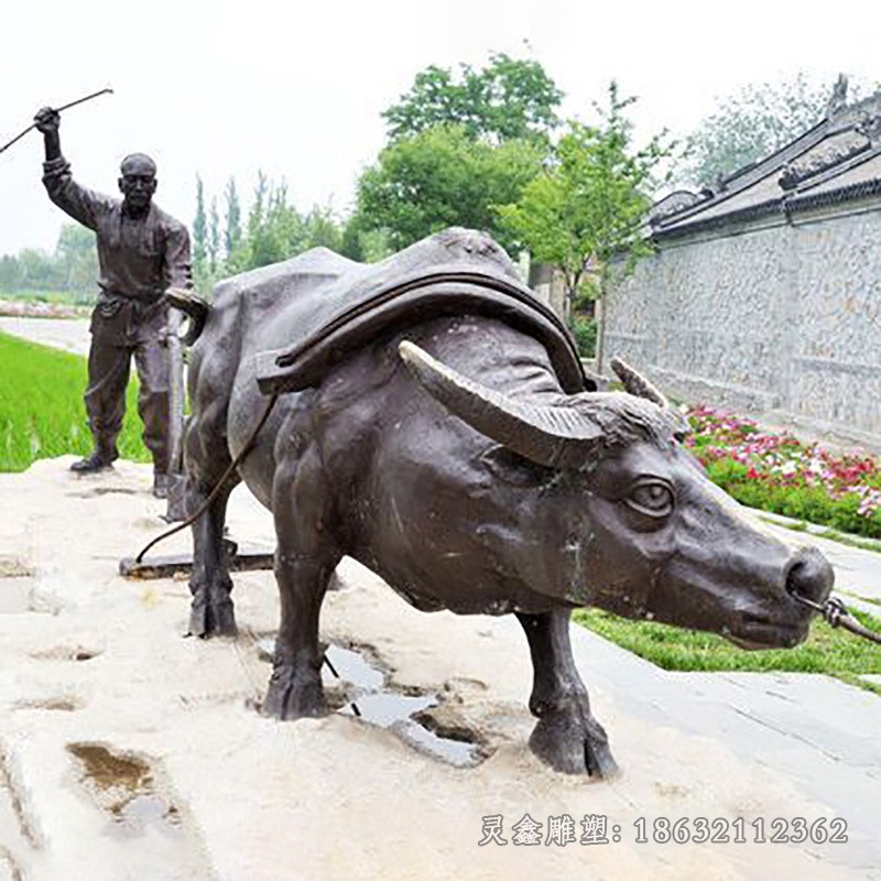 耕地牛农耕景观铜雕