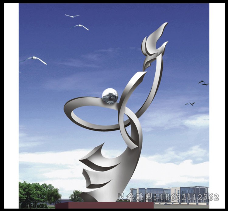 不锈钢企业标志别墅雕塑