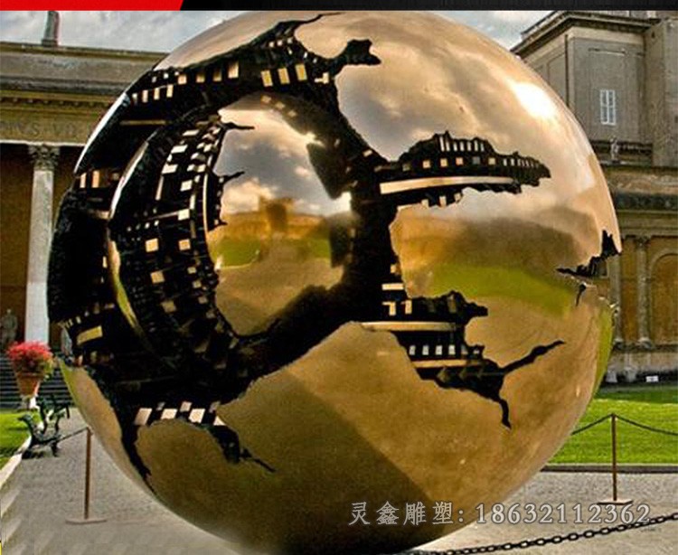 彩绘地球仪广场不锈钢雕塑