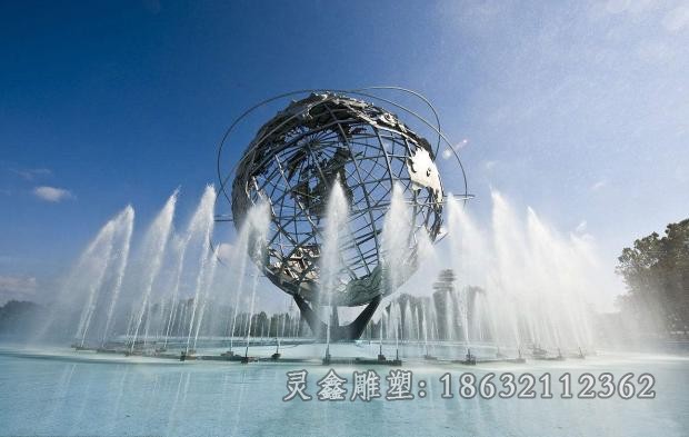 不锈钢镜面地球仪小区雕塑