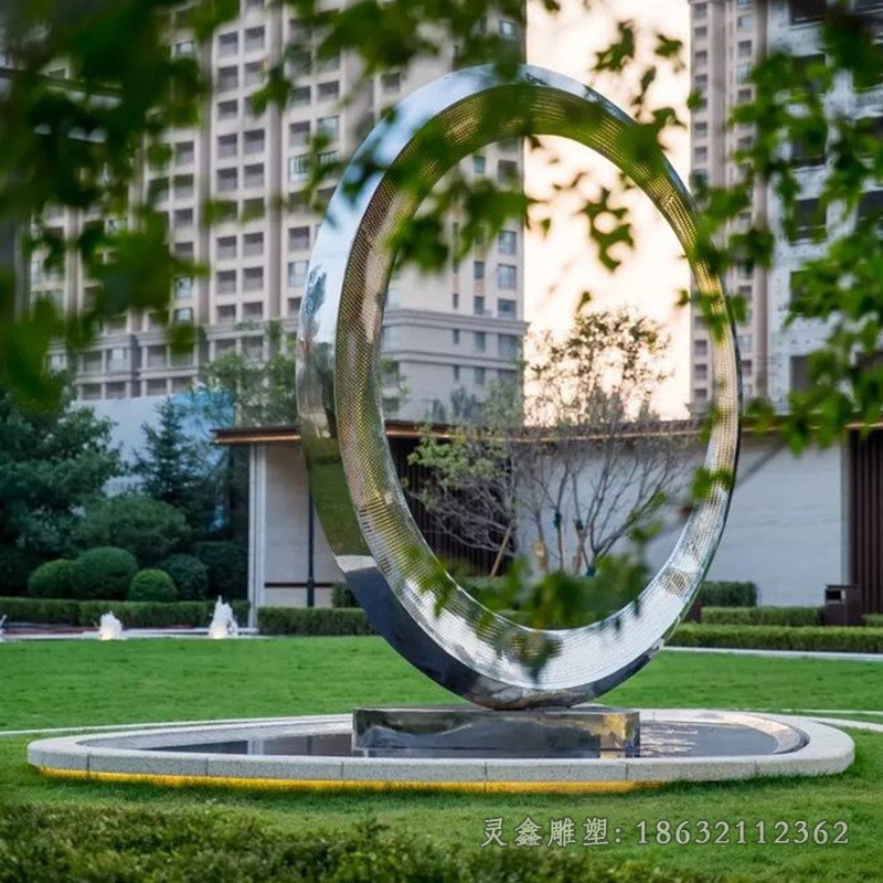 镜面圆环不锈钢街边雕塑