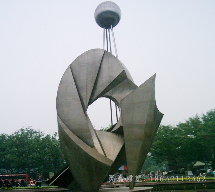 异形圆环校园不锈钢雕塑