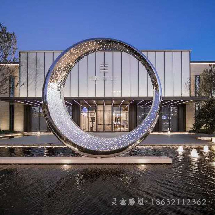 不锈钢发光圆环城市雕塑