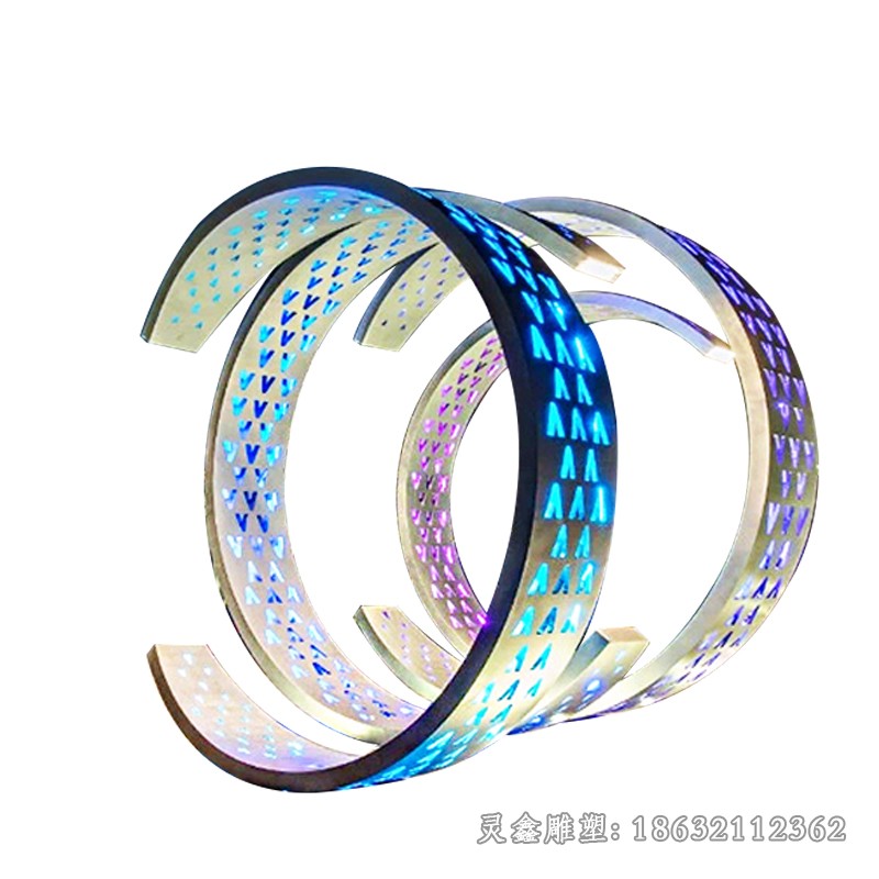不锈钢发光圆环公园雕塑