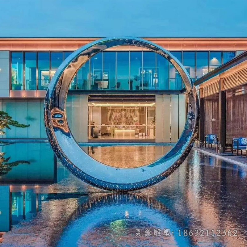 不锈钢发光圆环公园雕塑