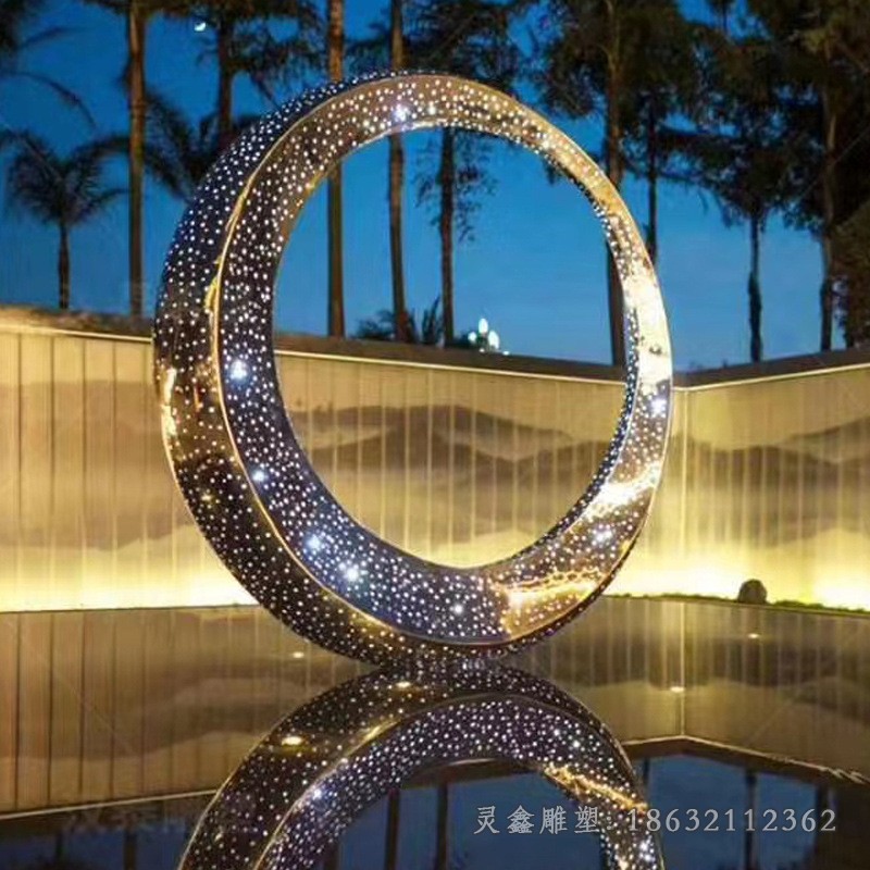 不锈钢发光圆环园林雕塑