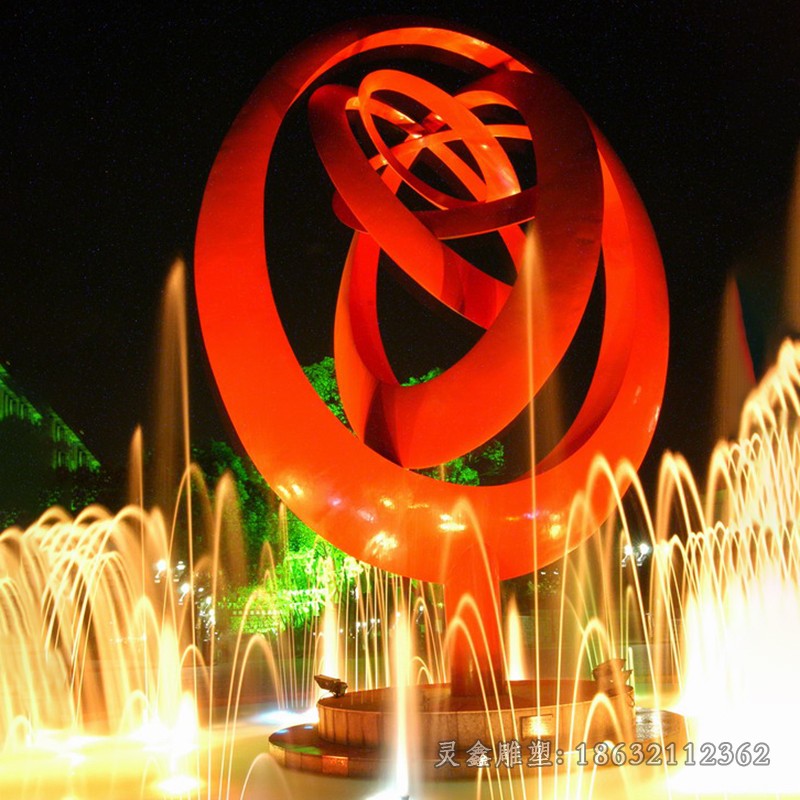 不锈钢发光圆环小区雕塑