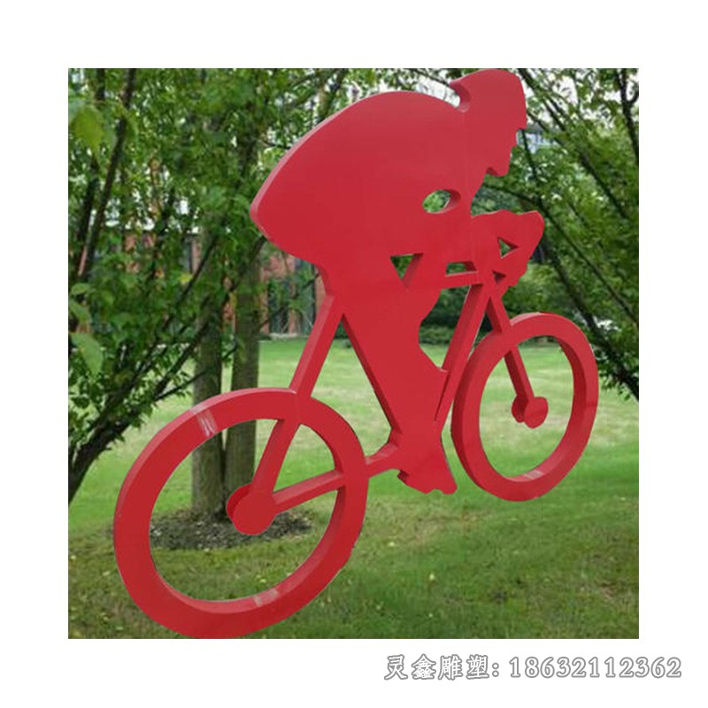 不锈钢彩绘自行车城市雕塑