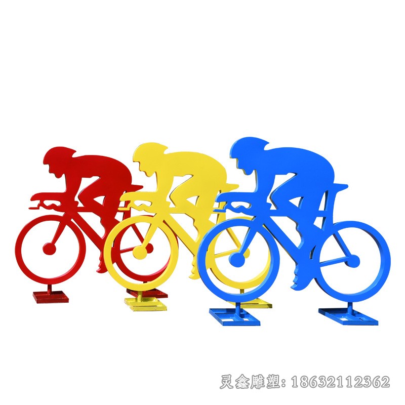 不锈钢彩绘自行车城市雕塑