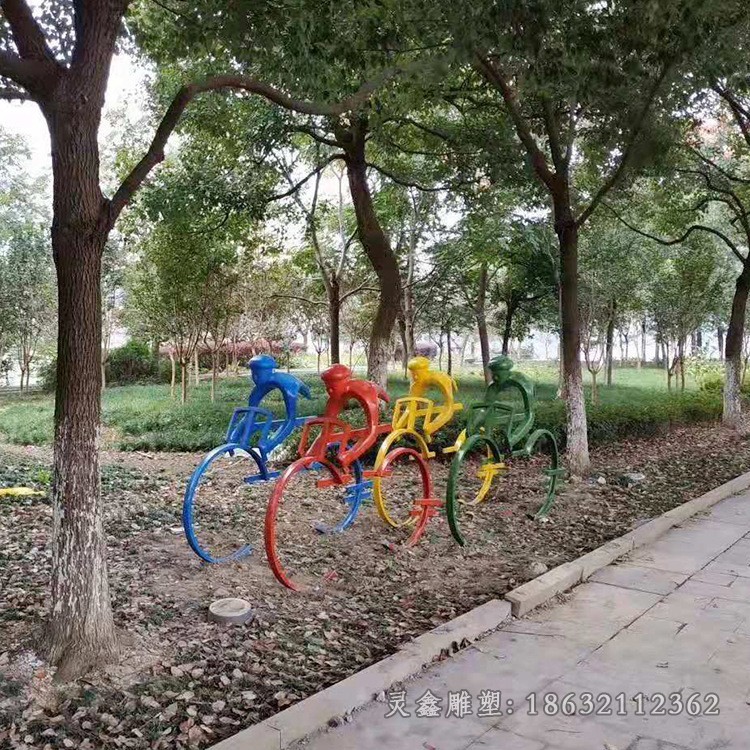 不锈钢彩绘自行车广场雕塑