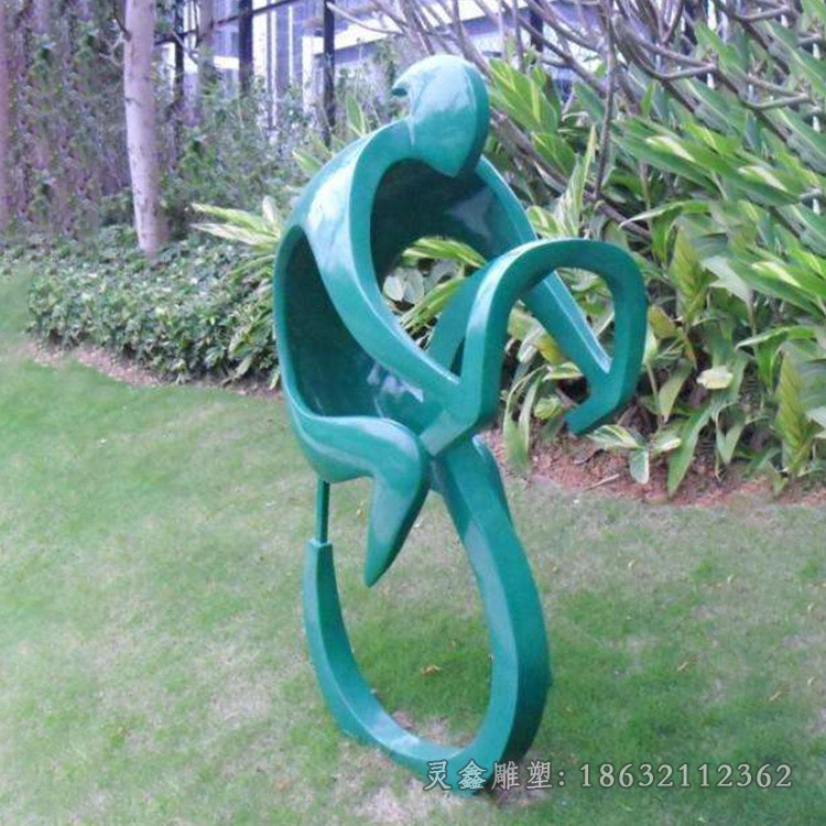 不锈钢彩绘自行车校园雕塑