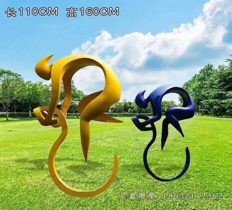不锈钢彩绘自行车景区雕塑