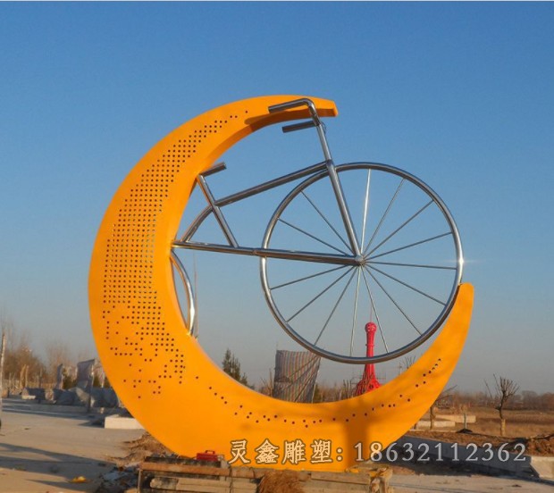 不锈钢彩绘自行车商场雕塑