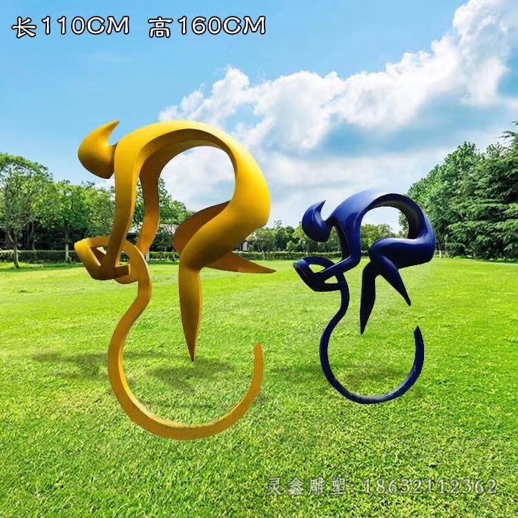 不锈钢抽象自行车校园雕塑