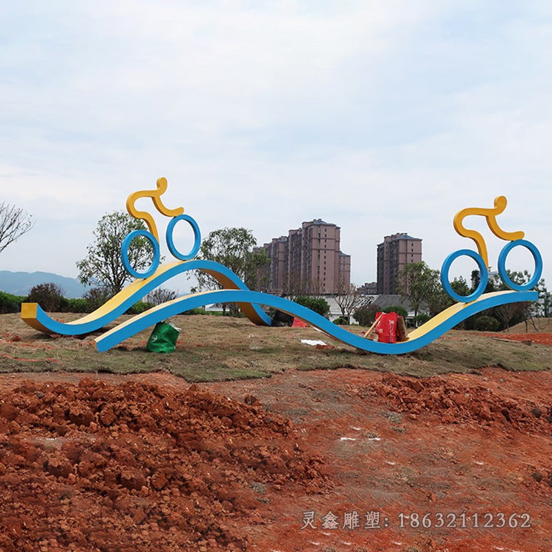 不锈钢抽象自行车庭院雕塑