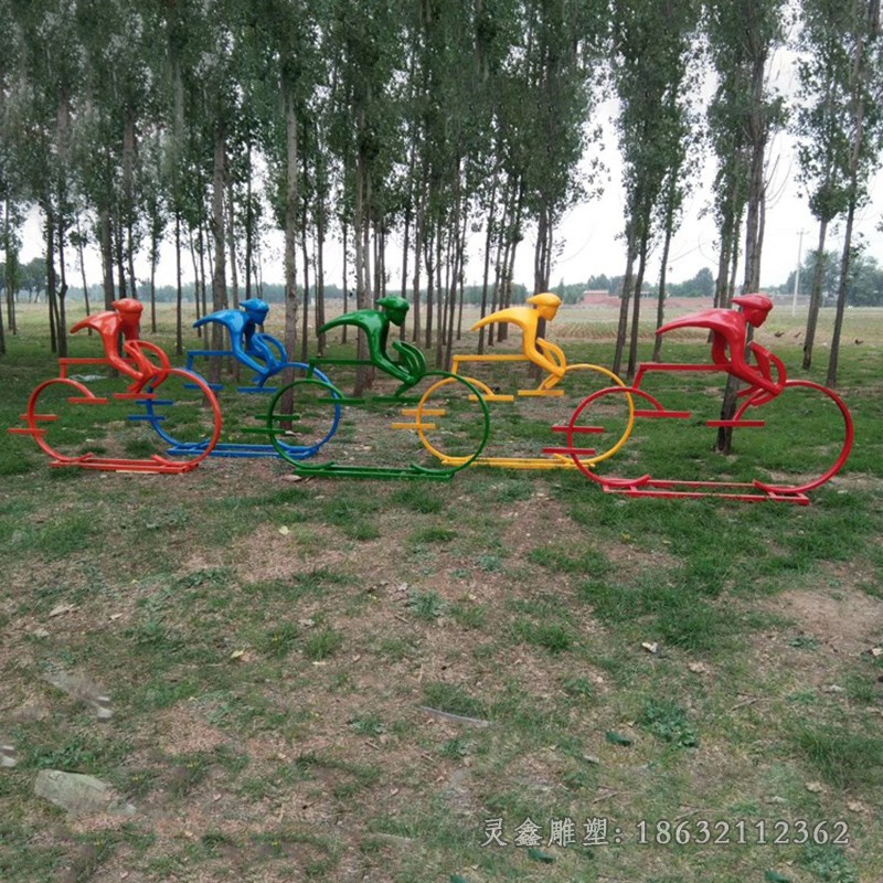 不锈钢抽象自行车别墅雕塑