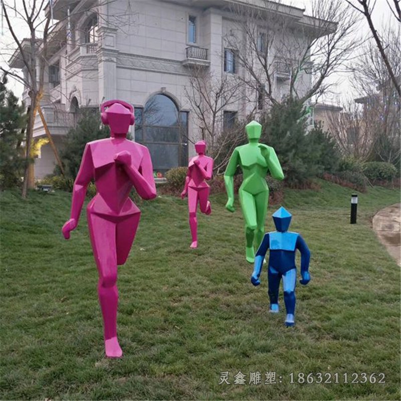 不锈钢几何运动人物雕塑