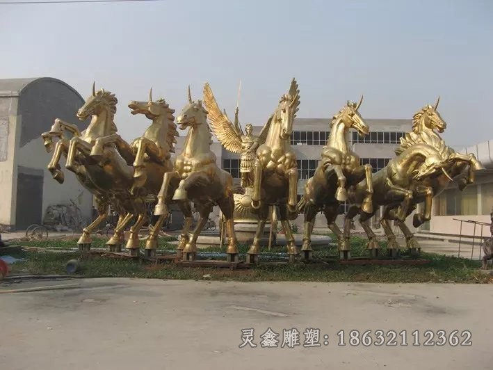 阿波罗战车商场景观铜雕
