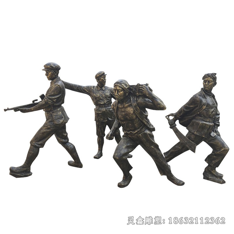 八路军革命广场人物铜雕