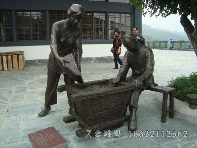 茶文化人物景观广场铜雕