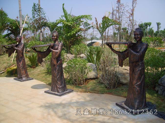 茶文化人物景观校园铜雕