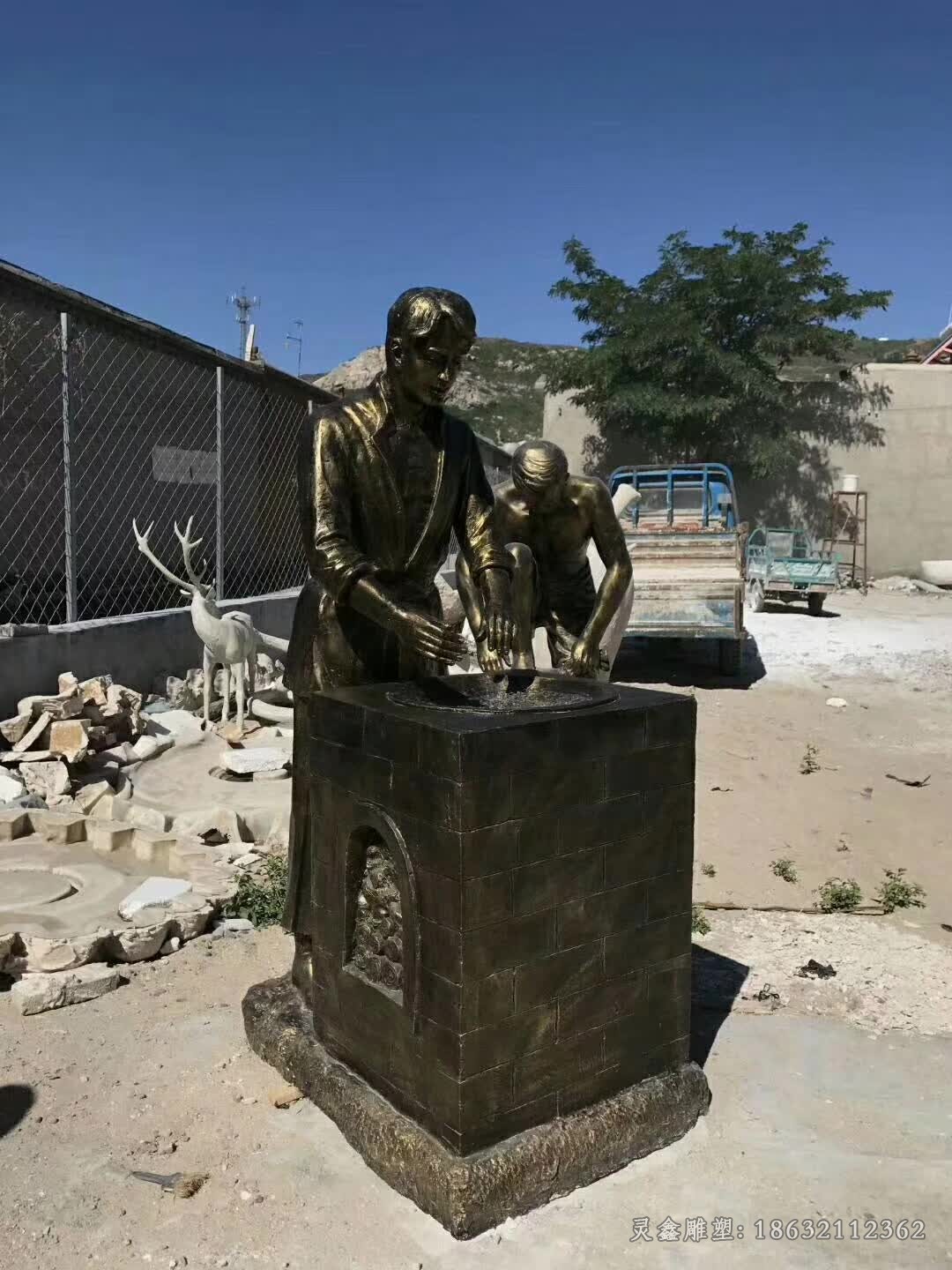 茶文化人物景观商场铜雕