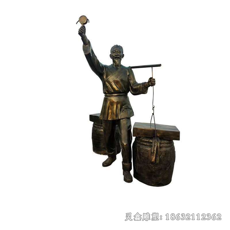 街头卖货郎人物景观铜雕