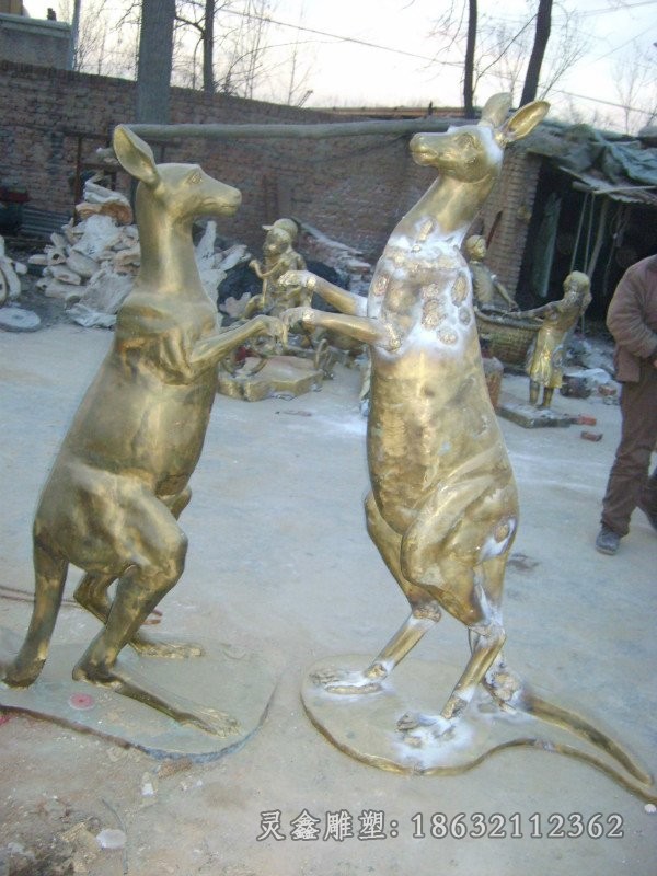 袋鼠动物景观抽象铜雕