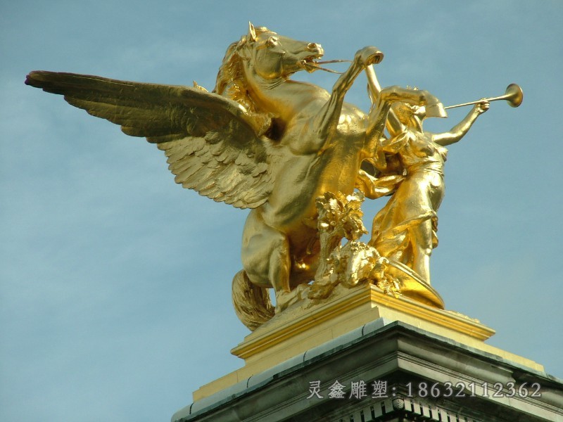 展翅马园林动物铜雕